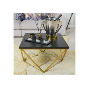 HowHomely Kávésasztal CURVED 62x62 cm arany/fekete
