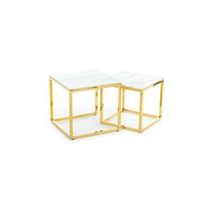 HowHomely KÉSZLET 2x Kávésasztal LIGHT 42x45 cm arany/fehér márvány