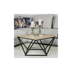 HowHomely Kávésasztal CURVED 62x62 cm fekete/barna