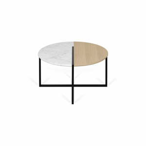 Dohányzóasztal tölgyfa dekoros és márvány asztallappal ø 80 cm Sonata - TemaHome