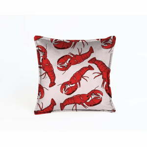 Lobster rózsaszín bársonypárna homárral, 45 x 45 cm - Velvet Atelier