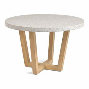 Shanelle fehér kerti asztal kő asztallappal, ø 120 cm - Kave Home