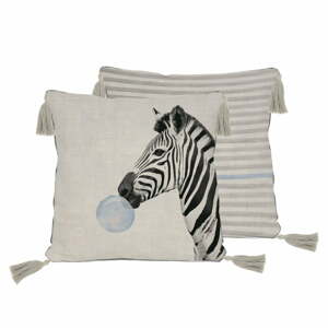 Zebra lenvászon díszpárna, 45 x 45 cm - Little Nice Things