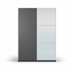 Sötétszürke ruhásszekrény tükörrel és tolóajtókkal 151x215 cm Lisburn - Cosmopolitan Design