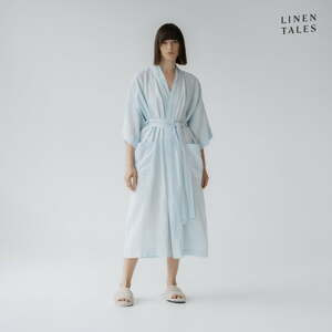 Világoskék len fürdőköpeny L/XL Summer – Linen Tales