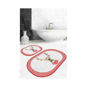 Piros-fehér textil fürdőszobai kilépő szett 2 db-os 60x100 cm – Mila Home