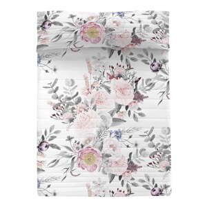 Fehér-rózsaszín pamut steppelt ágytakaró 240x260 cm Delicate bouquet – Happy Friday