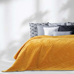 Sárga bársony steppelt ágytakaró 170x210 cm Laila – AmeliaHome
