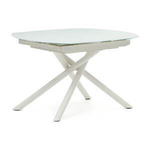 Fehér bővíthető étkezőasztal üveg asztallappal 100x130 cm Yodalia – Kave Home