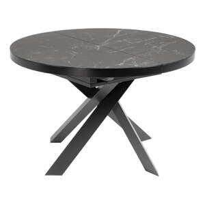 Fekete kerek bővíthető étkezőasztal kerámia asztallappal ø 160 cm Vashti – Kave Home
