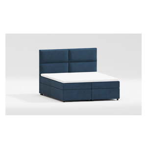 Sötétkék ágyneműtartós boxspring ágy 140x200 cm – Ropez