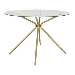 Aranyszínű kerek étkezőasztal üveg asztallappal ø 110 cm Silvie – Støraa