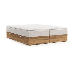 Bézs-natúr színű ágyneműtartós boxspring ágy 200x200 cm Faro – Maison de Rêve