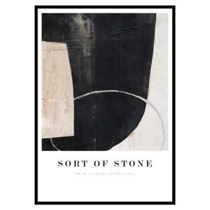 Keretezett poszter 52x72 cm Sort Of Stone   – Malerifabrikken