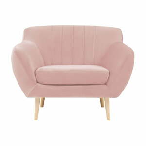Sardaigne világos rózsaszín bársony fotel - Mazzini Sofas